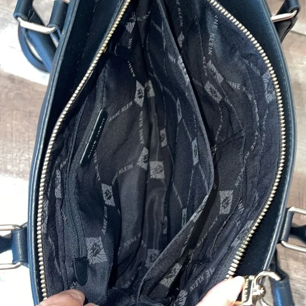 Ann Klein Womens Quilted Double‎ Handles Satchel Bag Black One Size NWOT